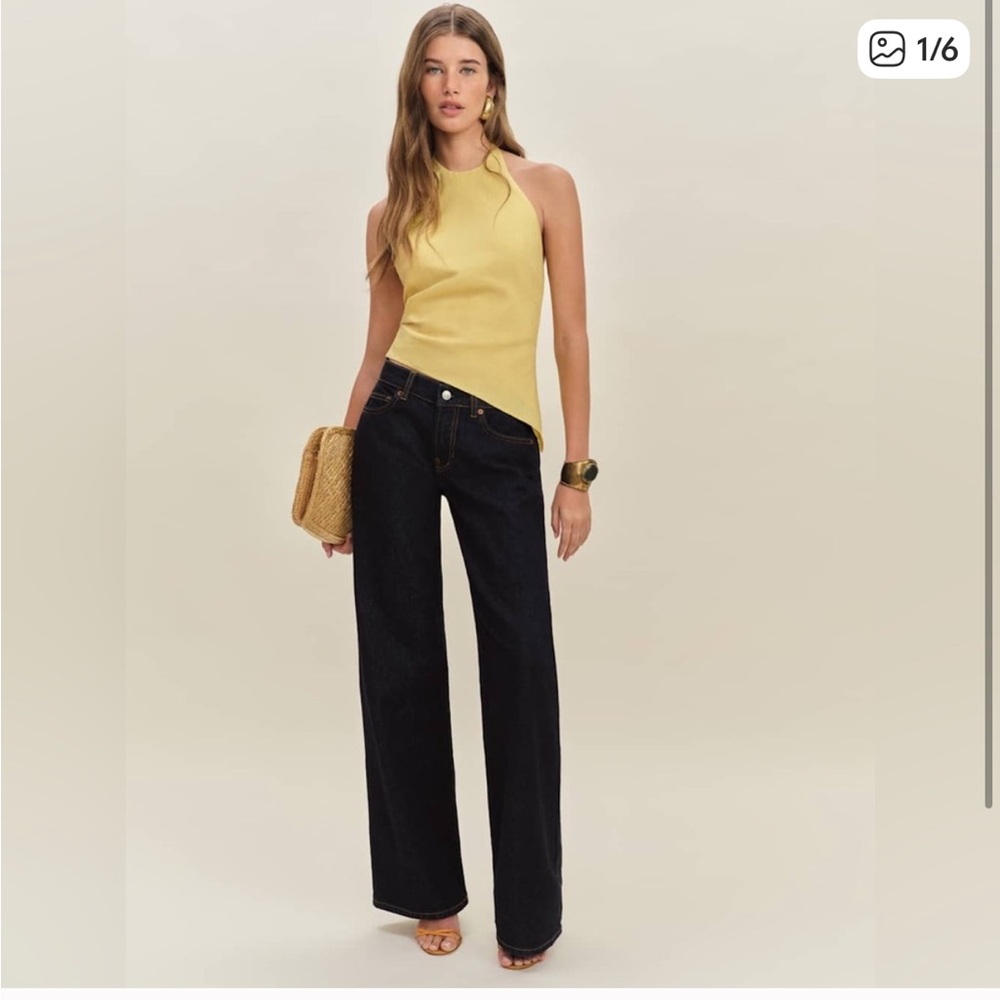 Reformation Reece linen top Yellow Size 4